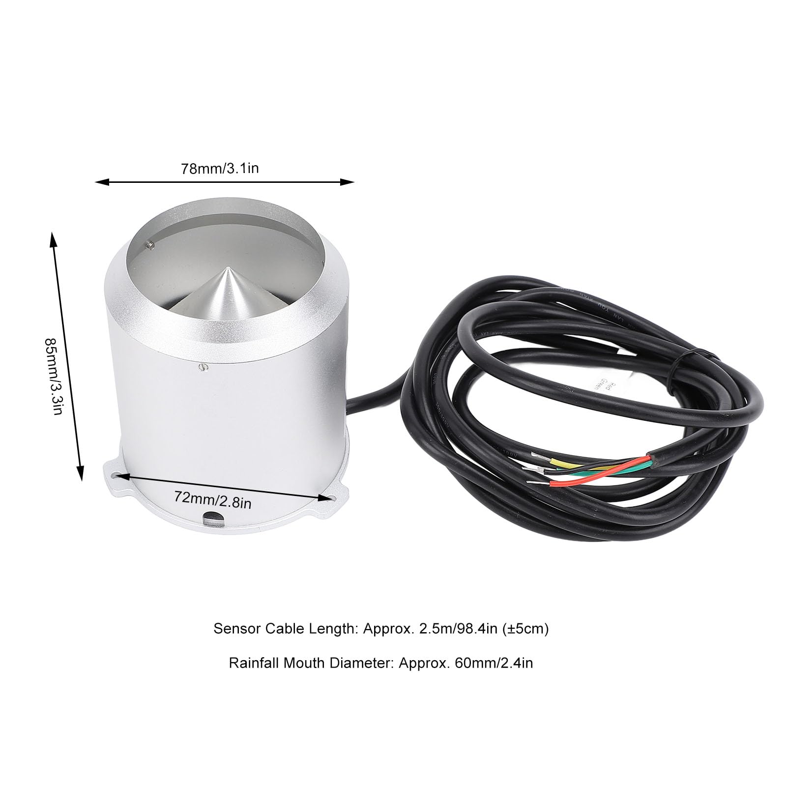Pyhodi Capteur de Pluie, Capteur de Pluie RS485 IP65, Pluviomètre, Module de Capteur de quantité de Pluie, Système de Surveillance pour L' 9 à 30 V, Pluviomètre à Seau Basculant Simple