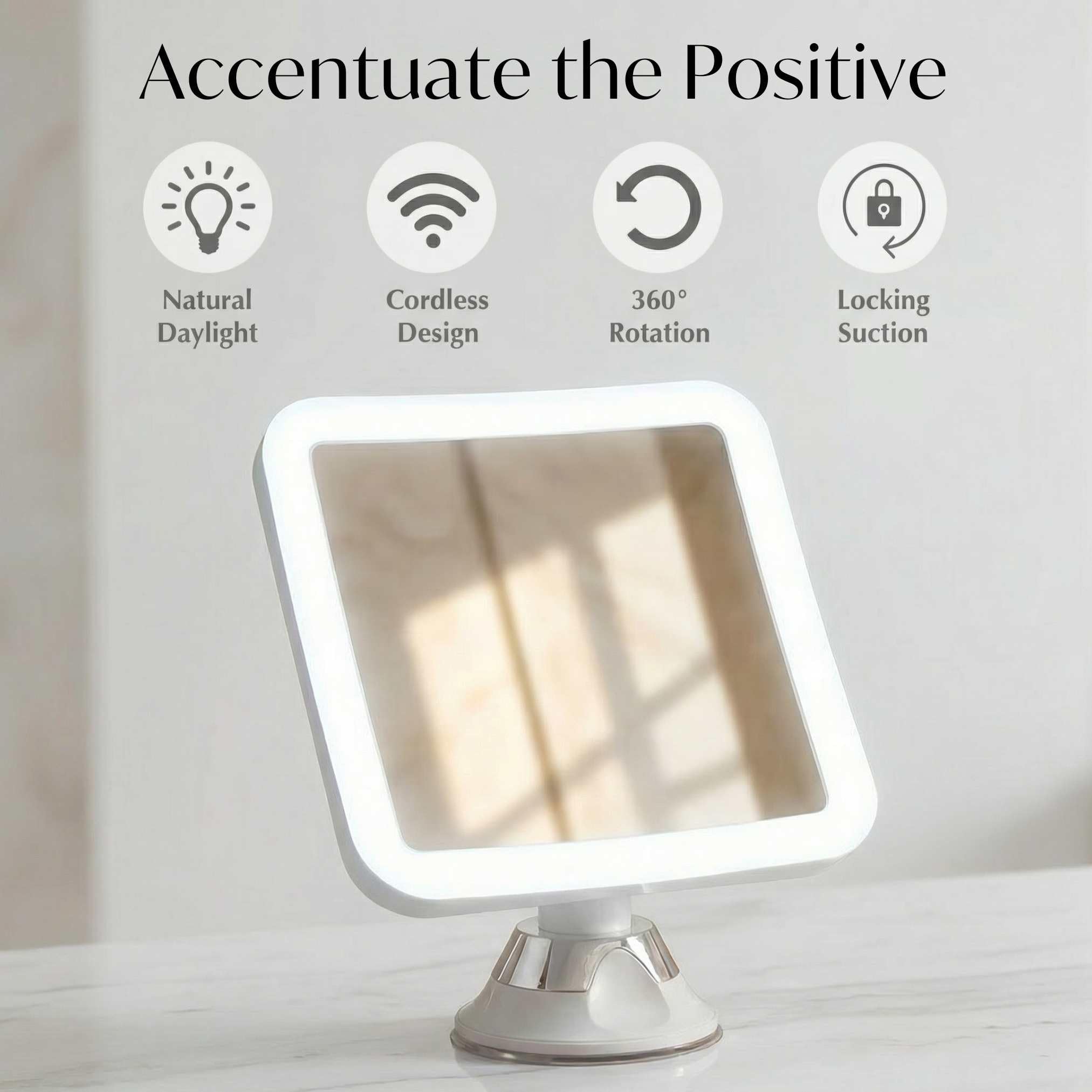 Fancii 10x Specchio ingranditore per Trucco con Luce LED e Ventosa Potente - Specchio cosmetico da Viaggio Illuminato - Specchio da Bagno Portatile, Mira (10X)