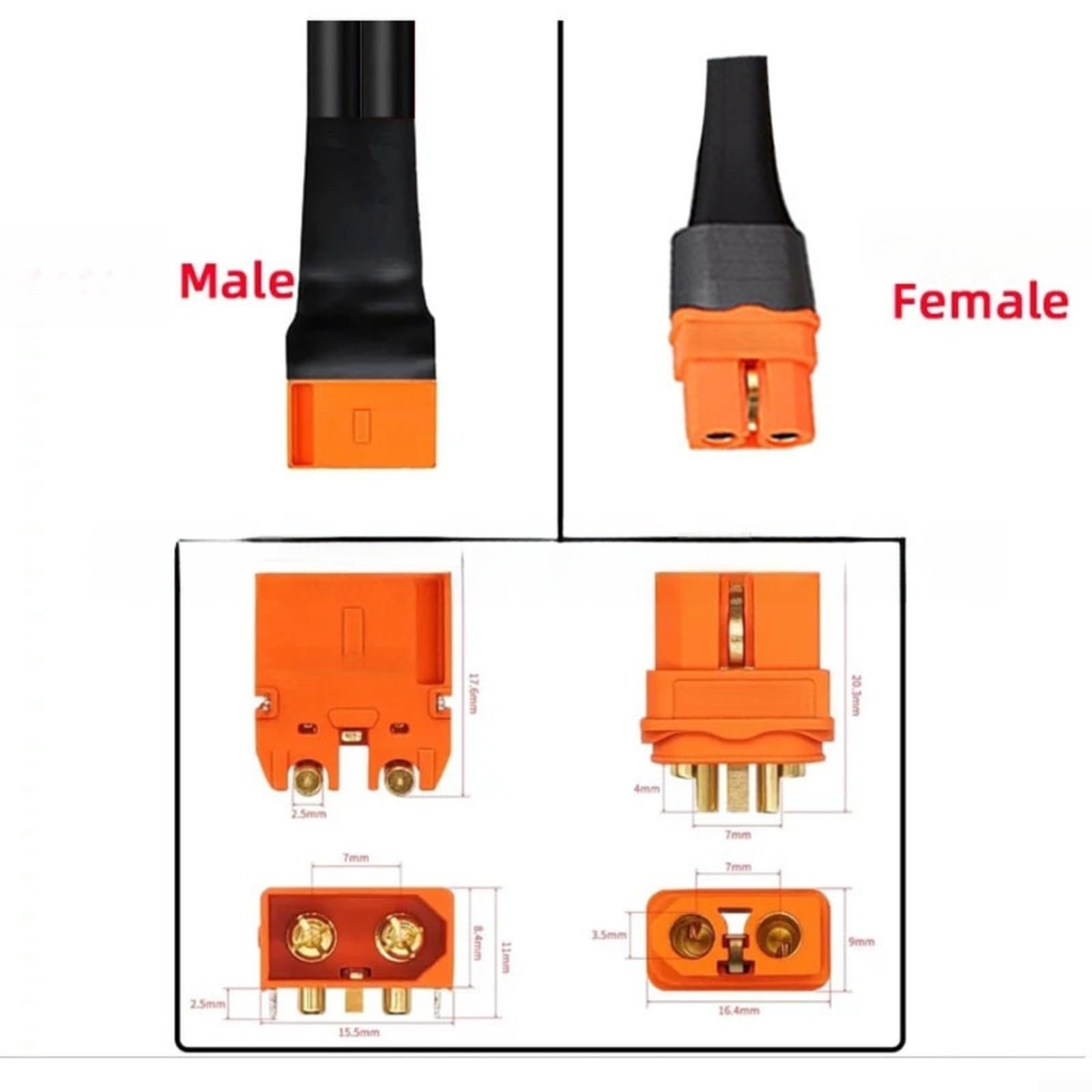 Cable de extensión de alimentación, 12 AWG para cable xt60 macho a hembra, cable extensor adaptador de fuente de alimentación para cámaras de seguridad CCTV, DVR, tiras LED, routers (10 m)