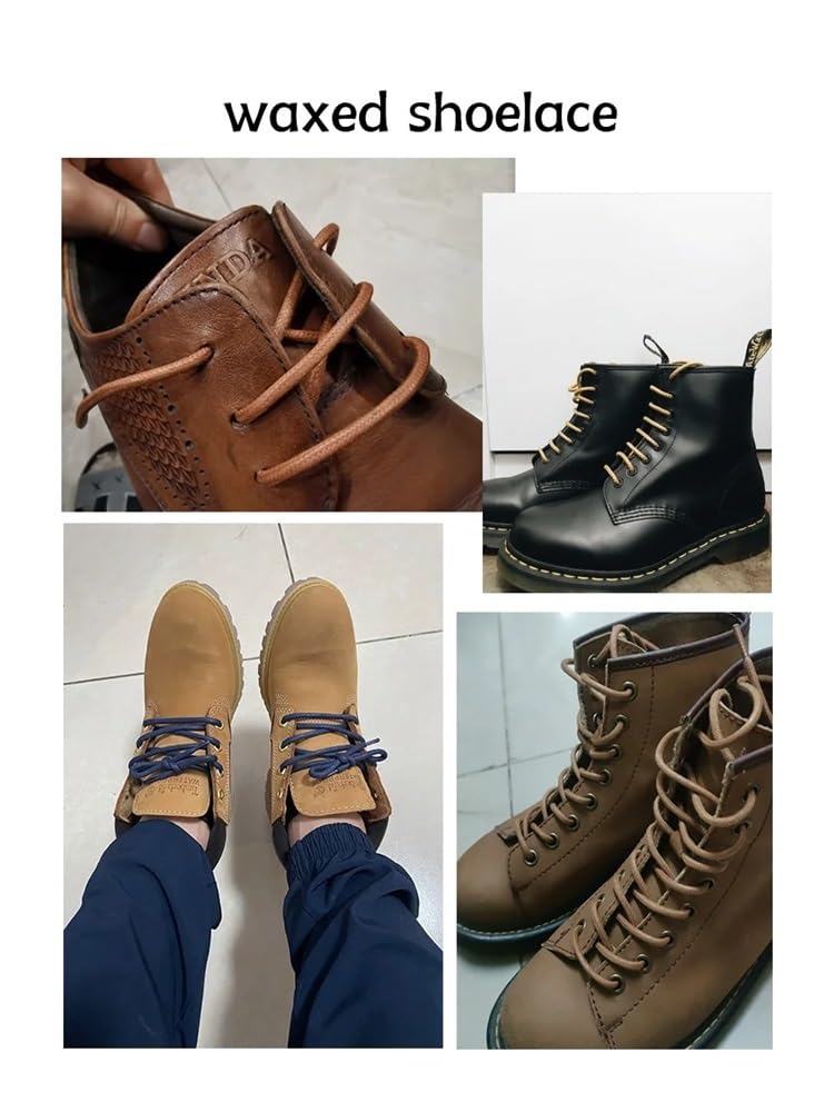 Lacci rotondi in puro cotone cerato 2 paia 60/70/80/90/100/120/140/160/180 cmOxford lacci per scarpe stivali lacci in pelle impermeabile 12 colori