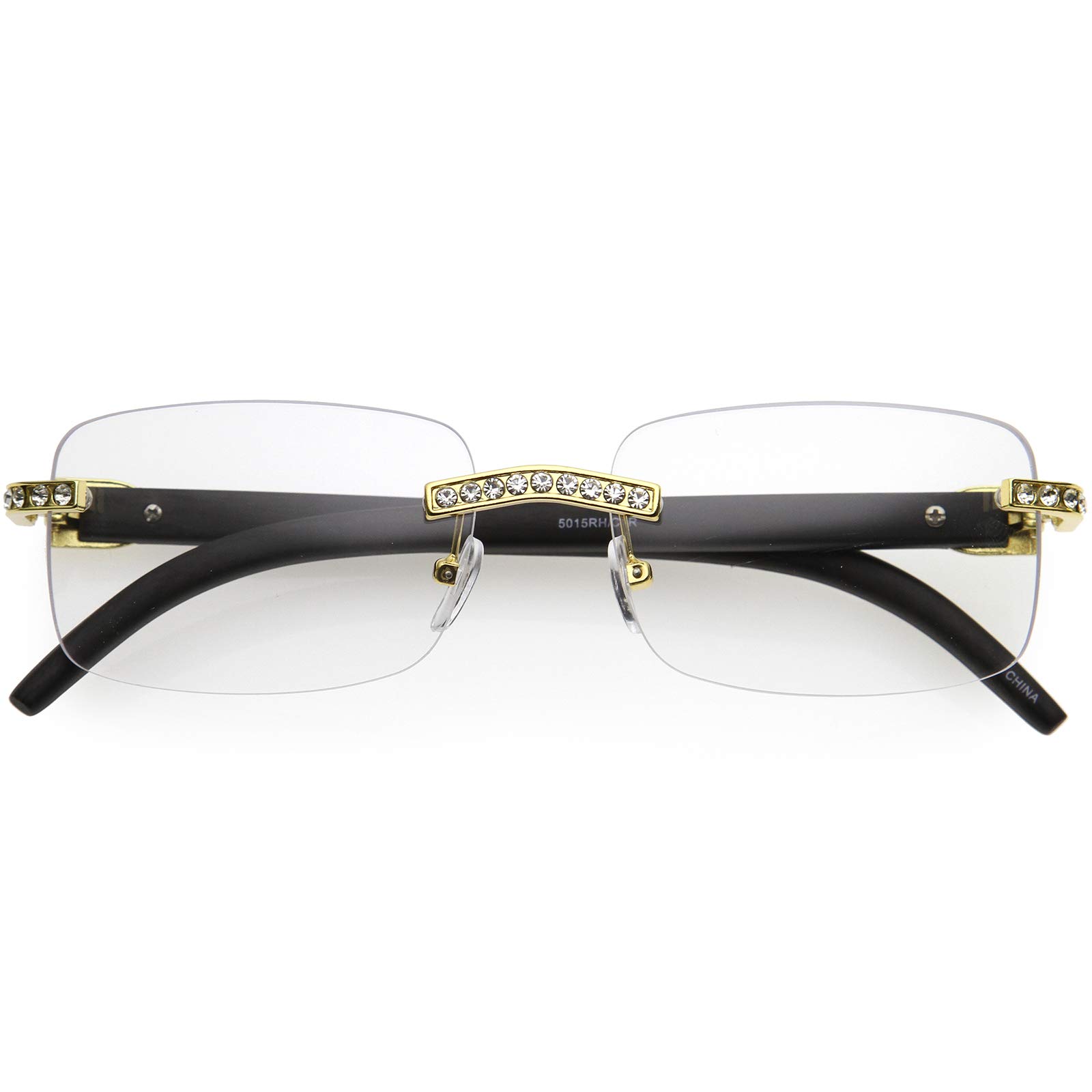 Premium Rhinestones Decorated Blue Light Square Glasses