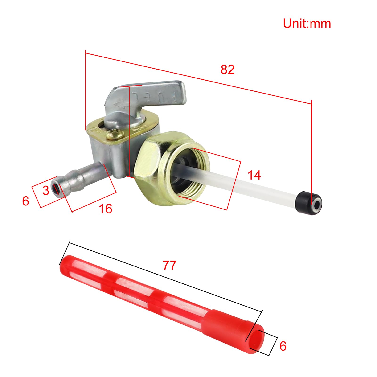 Valve De Commutation Réservoir Carburant - 14mm X 1mm - Pour CM185T CM200T - OEM 16950-195-702