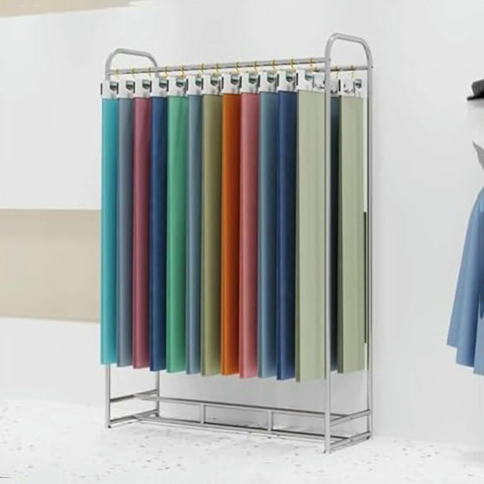 Estante de almacenamiento de rollo de tela de pie, organizador de metal para edredones, sábanas, toallas, bufandas, soporte de exhibición duradero para manualidades y almacenamiento de textiles