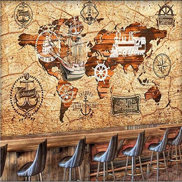 MINCOCO Custom Nautical map 3D Tooling Achtergrond Behang muurschildering 250x175cm(98.4x68.9inches)