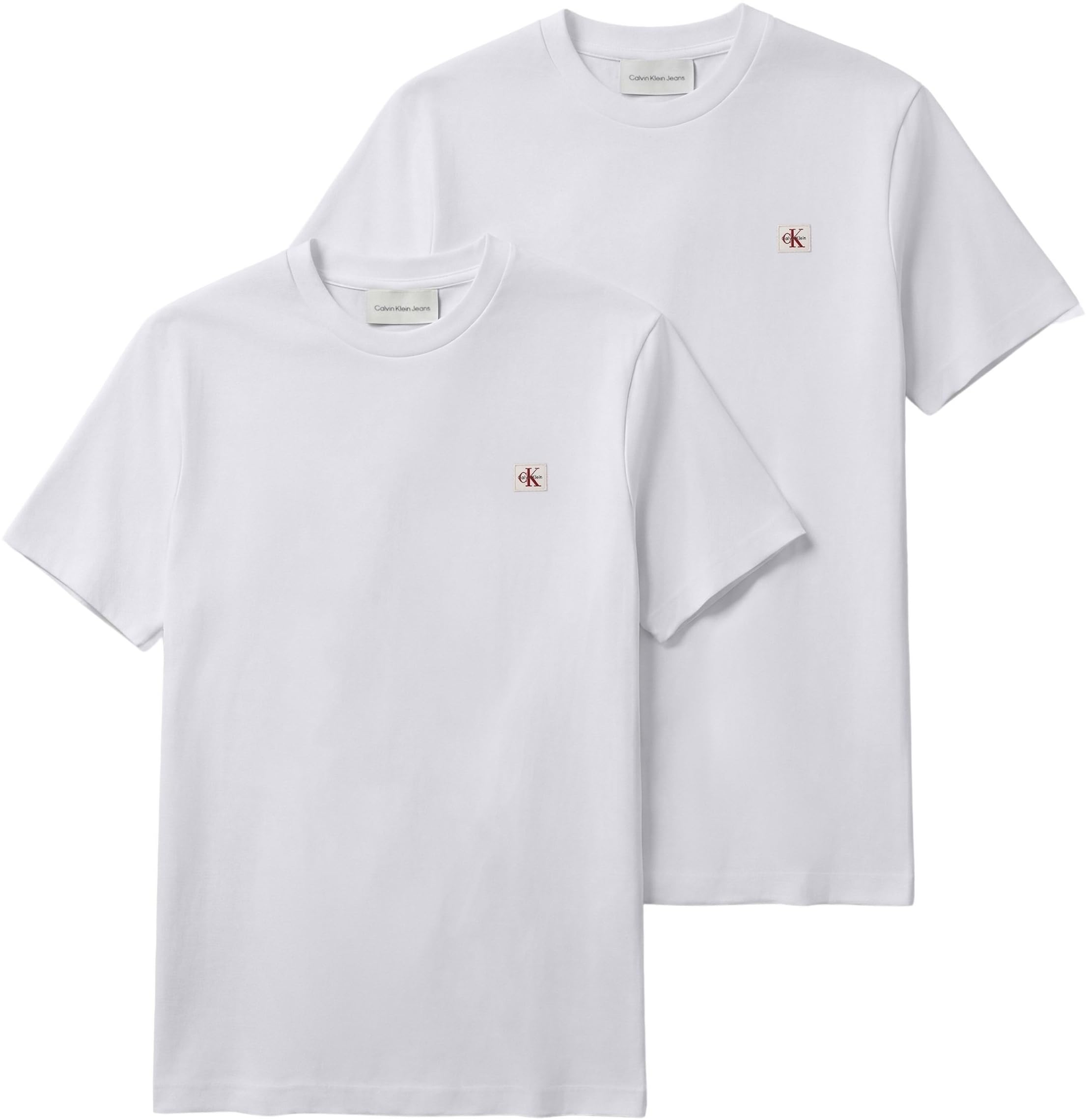 Calvin Klein Men's Ss Badge Tee 2Pk Lv04Rd248G Tees, Multi (Bright White/Bright White), M