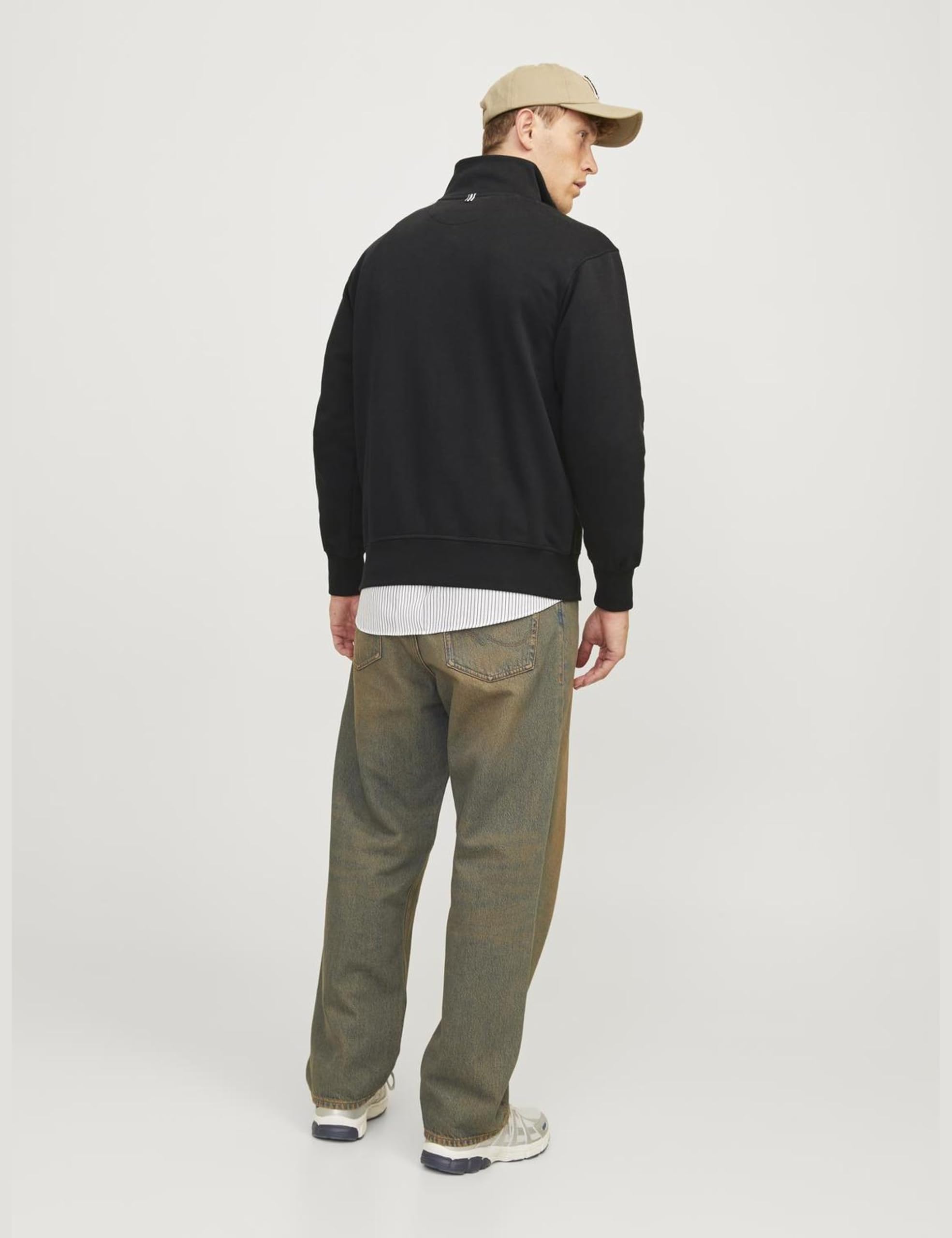 JACK & JONES Felpa Collo Alto e Zip a Un Quarto, Stampa gommata sul Davanti per Un Effetto soffice.