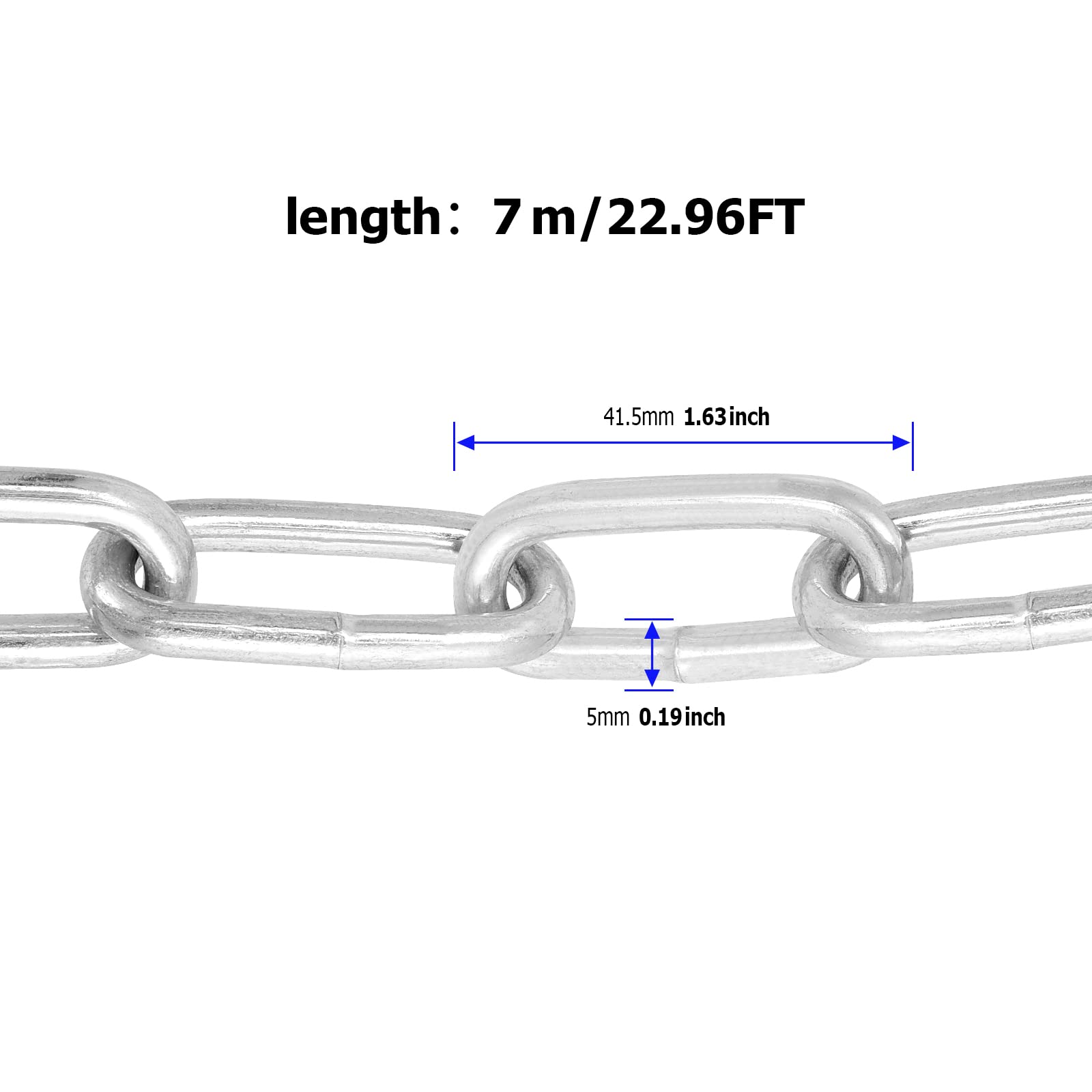 MUKCHAP 23ft Coil Chain - Iron, Zinc Plated -2