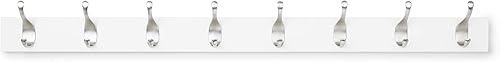 Tienda Basics Perchero moderno montado en la pared, 8 ganchos, blanco