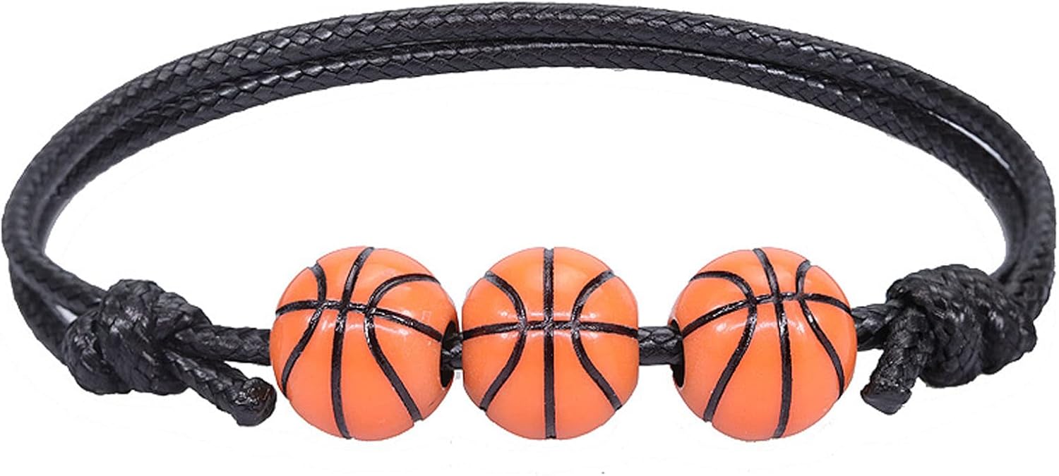 8Pcs Basketball Bracelet Adjustable Braided Charm Bracelet for Men Cuff Bracelets,Basketball Bracelets Jewelry Sports Gifts for Basketball Players - Image 7