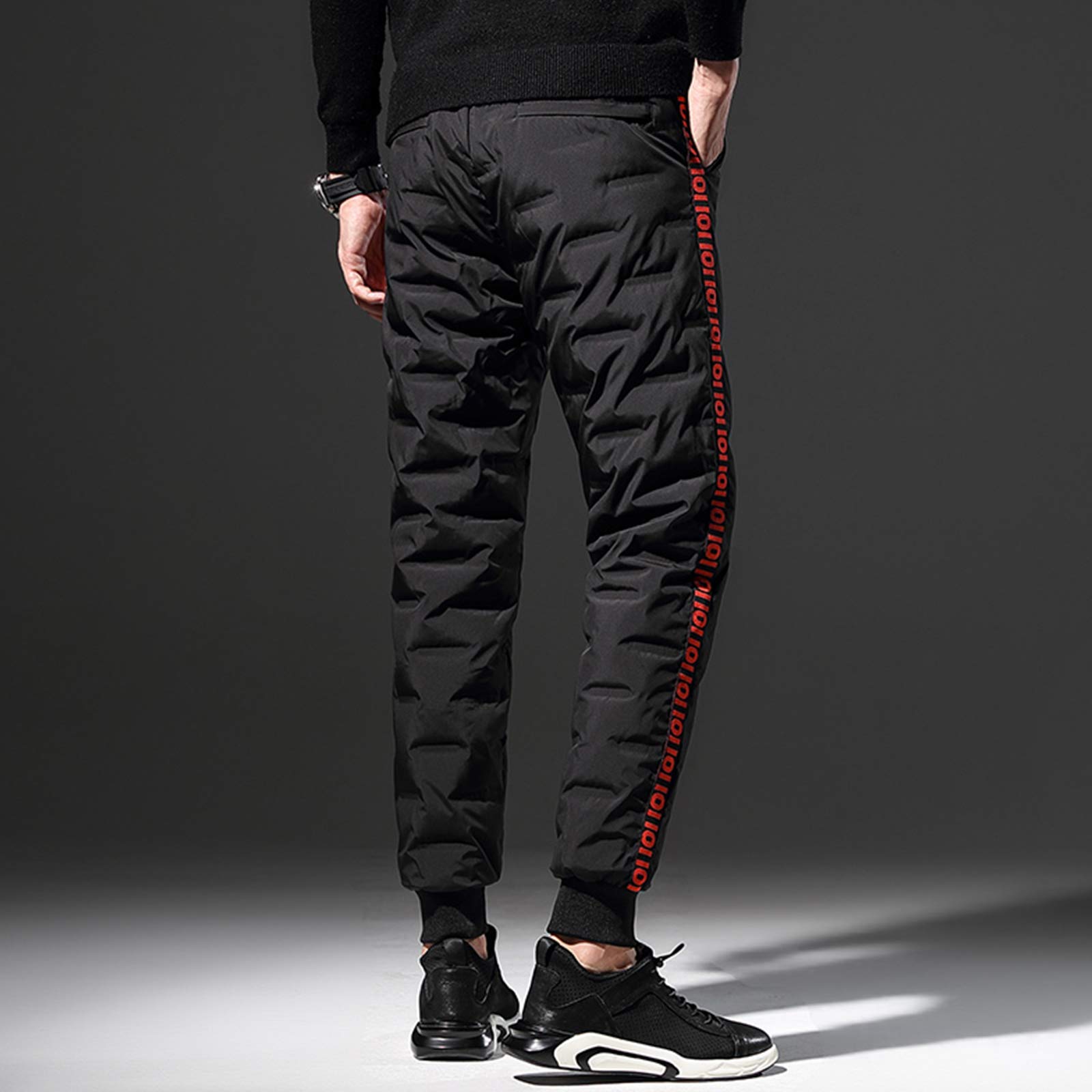 Uomo Pantaloni da Neve in Piumino D'Anatra Caldo Invernale Pantaloni Outdoor Resistenti all'Acqua con Tasche con Cerniera