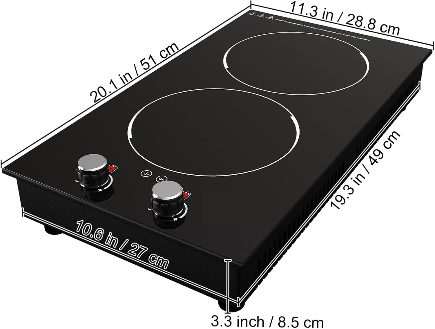 2/4/5 Burners Built-in Induction Stove Top 11/12/30/35 IncH Ceramic Glass Electric Cooktop With 9 Power Levels(12in 110V)