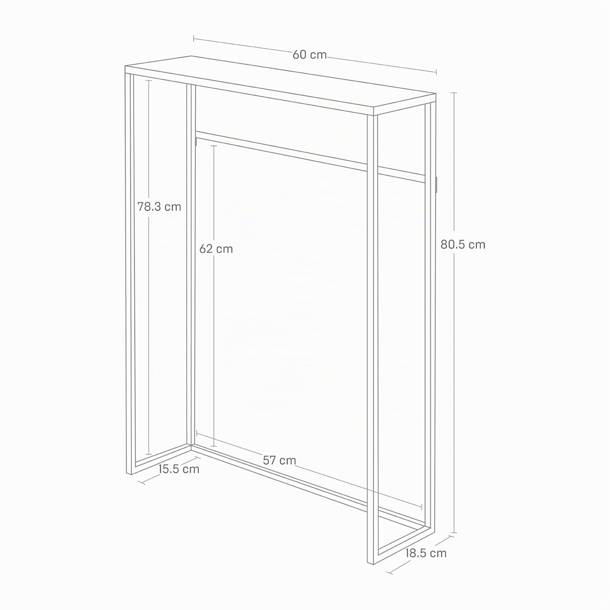 YAMAZAKI Tower Console d'entrée, en Acier avec Plateau en Bois - pour Couloir, Table de Salon, Fine et étroite - 60 x 18,5 x 80,5 cm, Design Japonais, Noir