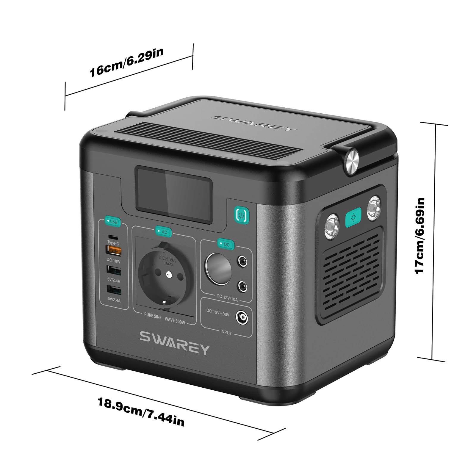 Generatore Solare Portatile 222Wh AC/DC/USB Onda Sinusoidale Pura Accumulatore di Energia Domestici ed All'aperto per Campeggio RV Emergency Backup 300W (600W picco) Generatore di Corrente