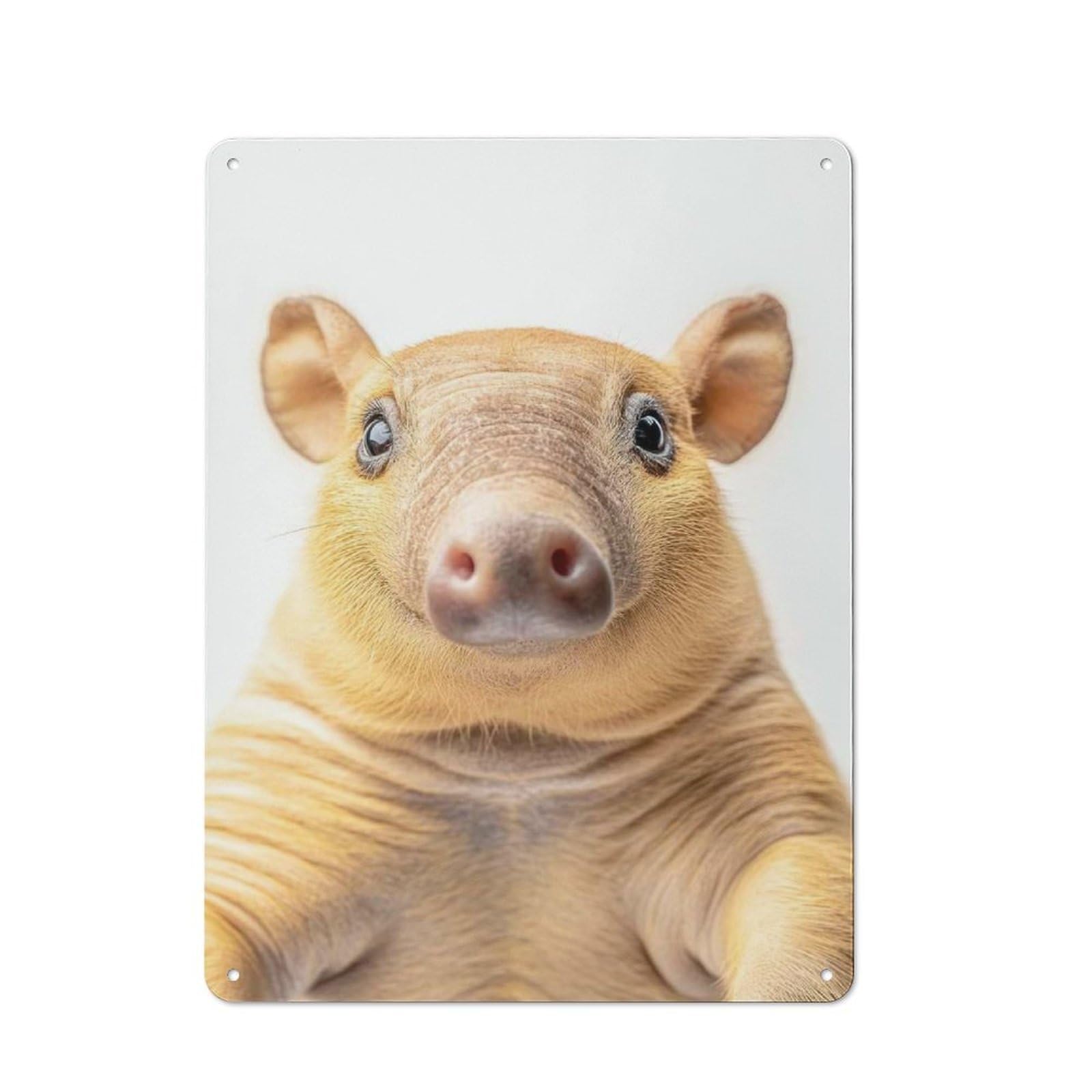 Junmoney An Armadillo Taking A Selfie Tin Wall Plaque 40X30cm With For Kitchen Or Home Bar, Suited To Kitchen Decor Lovers