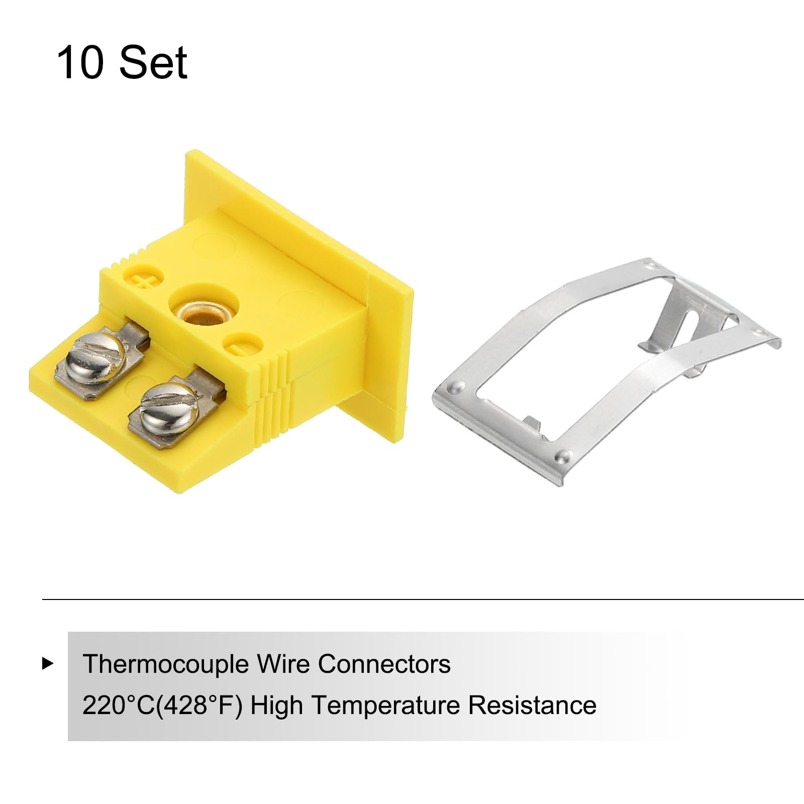 sourcing map Lot de 10 mini prises femelles pour thermocouple à montage sur panneau - Haute température - 220 °C - Pour thermocouple - Connecteurs mâles - Jaune