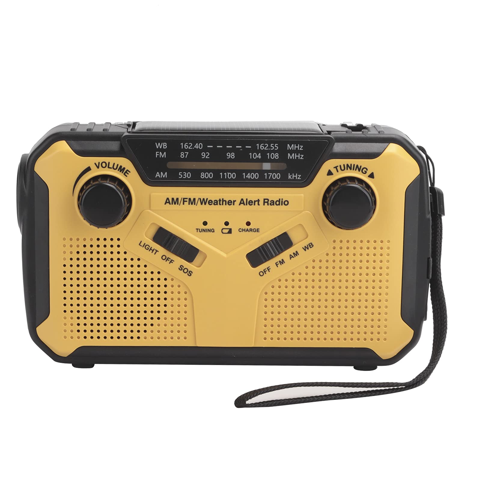 Dpofirs Radio FM AM Extérieure Portable pour SOS, Radio d'urgence Solaire avec Capacité de Batterie Portable 2500MAH, Lampe de Poche LED Lumineuse et Lampe de Lecture, Radio Météo à Manivelle