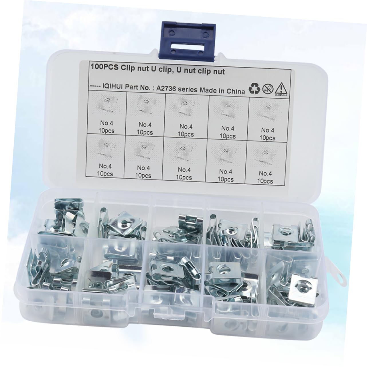 PRETYZOOM Motorcycle u Nut Set 100pcs Blue White Zinc u Clips Nut No.4 Fasteners for Fairing Bodywork Panel