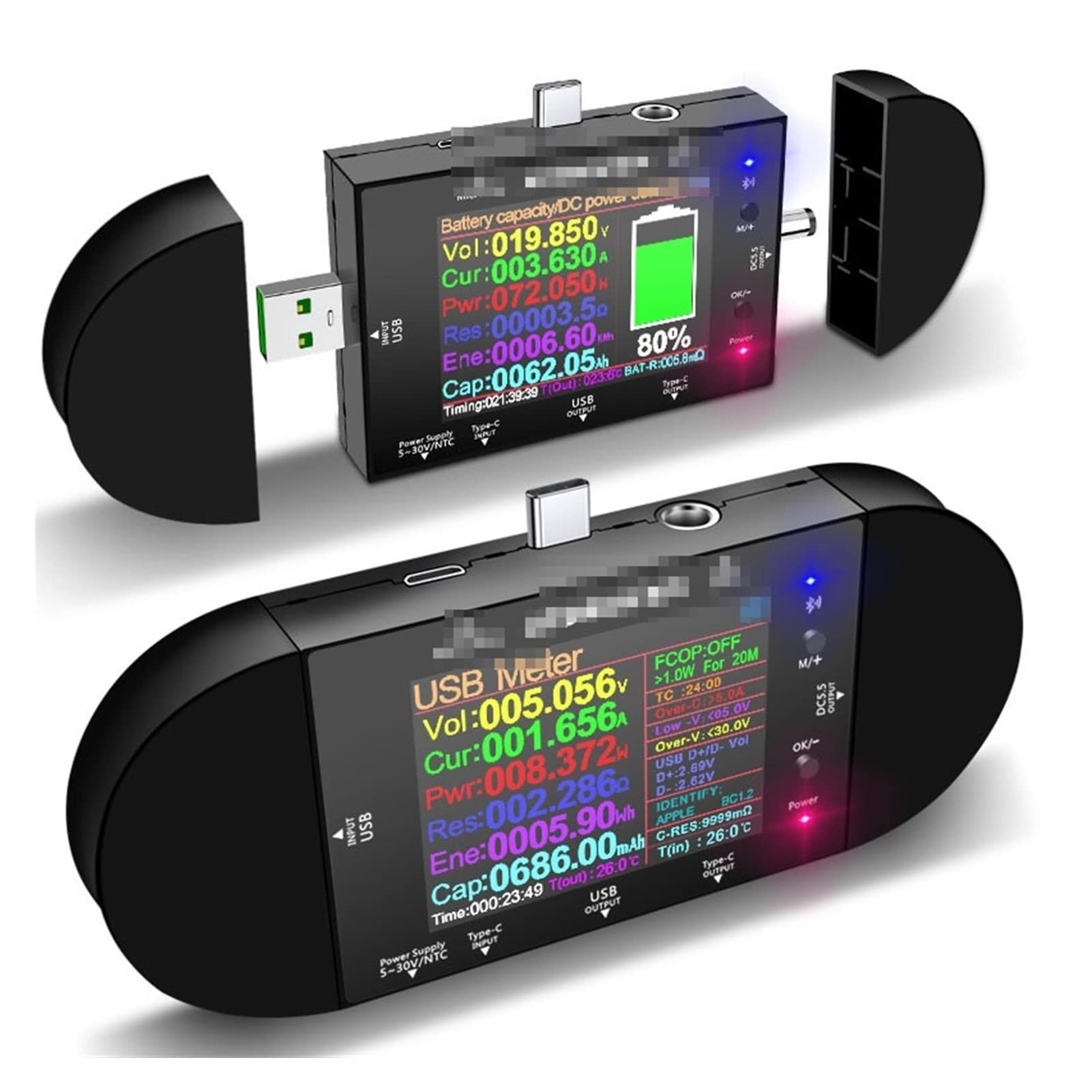 Urządzenie pomiarowe tester USB Usb. Tester Type-C 2.4 "Calowy Voltmeter AMMETER Power Bank Napięcie Napięcie Volt Pd. Tranger Miernik elektryczny.
