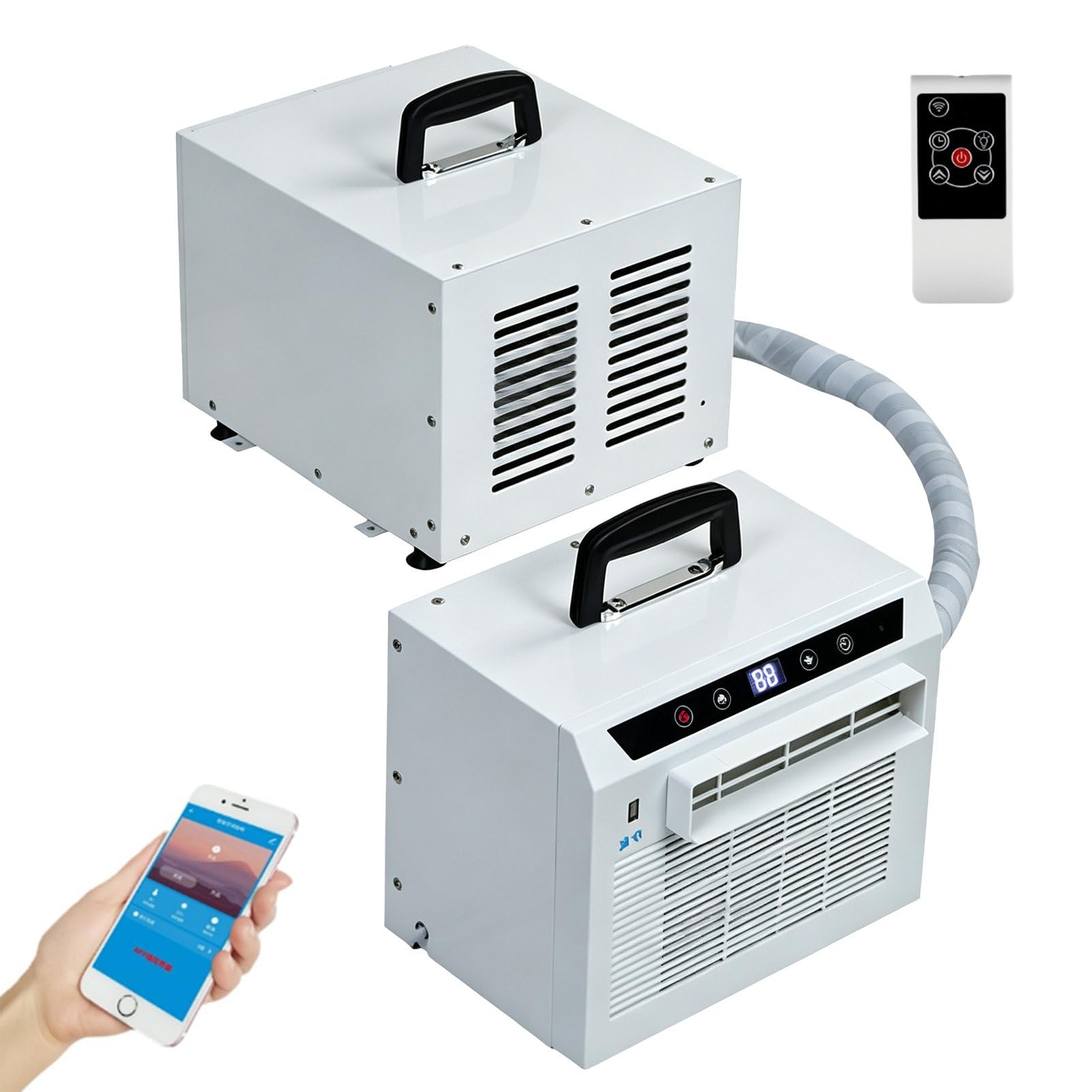 Pvxa Multicolor Split System Air Conditioner 3000 Btu, Touch Panel & Remote Control, No Assembly Required, 24H Timer, Top Handle, For Home, Office, And Camping 1.5Mconnectingpipe