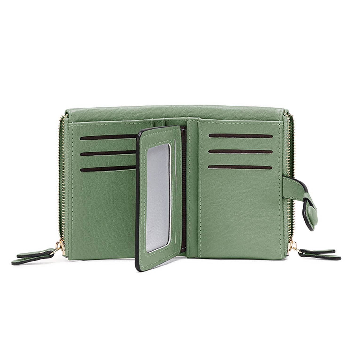 AOXONEL Women's Wallets Leather Wallets for Women Rfid Small Ladies Wallet Billfolds for Women,Trifold Mini Wallets for Women with Double Zipper Coin