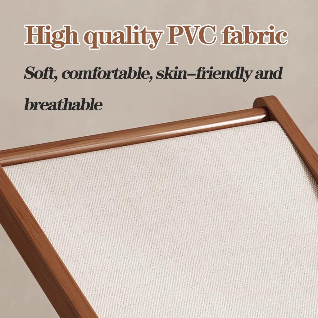 MEHWSUR Outdoor Wooden Patio Lounge Chair Beach Sling Chair Portable Reclining Beach Chair Solid Wood Frame with Canvas,Foldable and Easy to Carry for Indoor