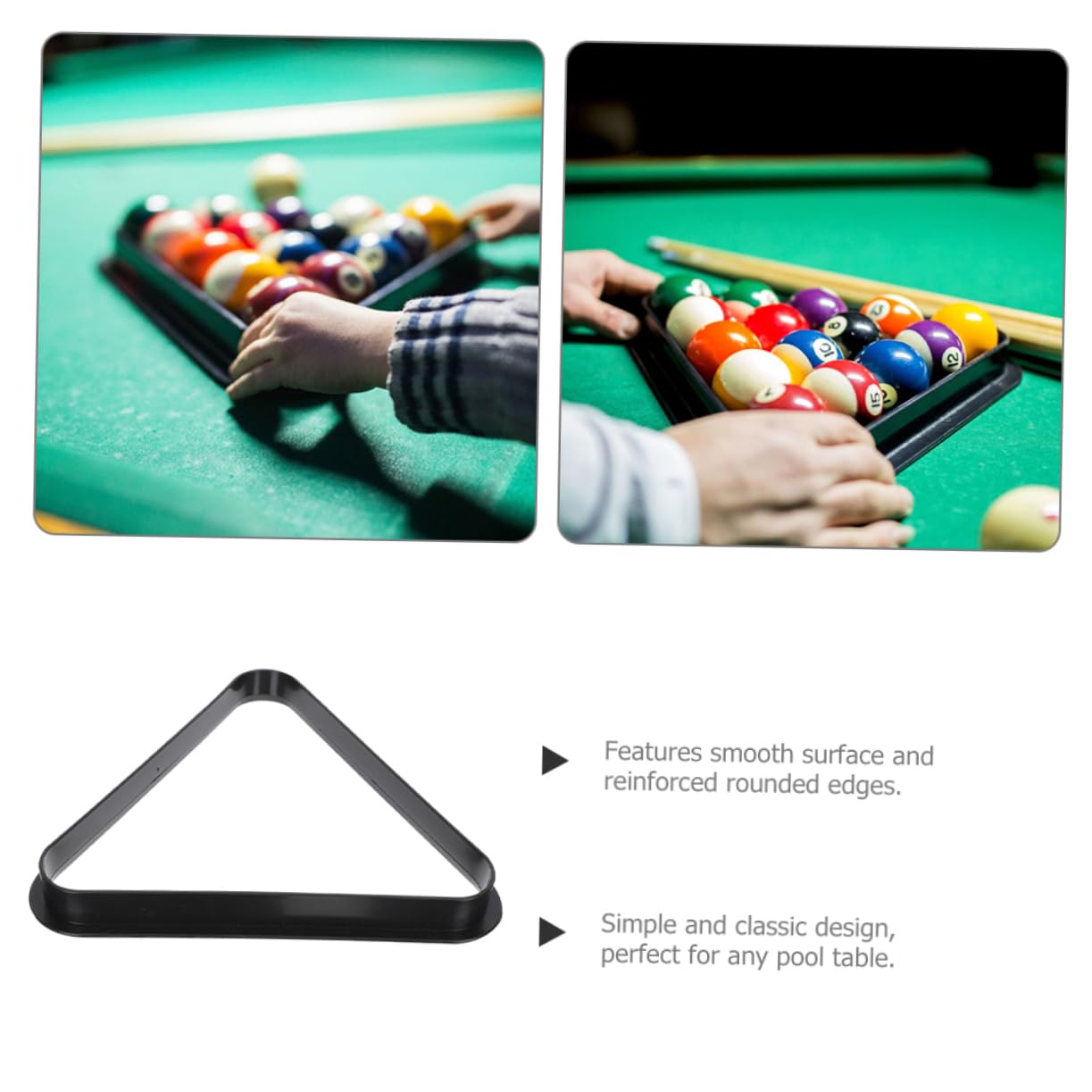 Triangolo per Palline da Biliardo in Plastica Nera Organizer Robusto per Tavolo da Biliardo