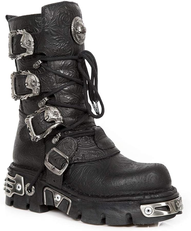 New Rock 391-S1 Unisex Black Boots Metallic Reactor Goth Punk Rock ...