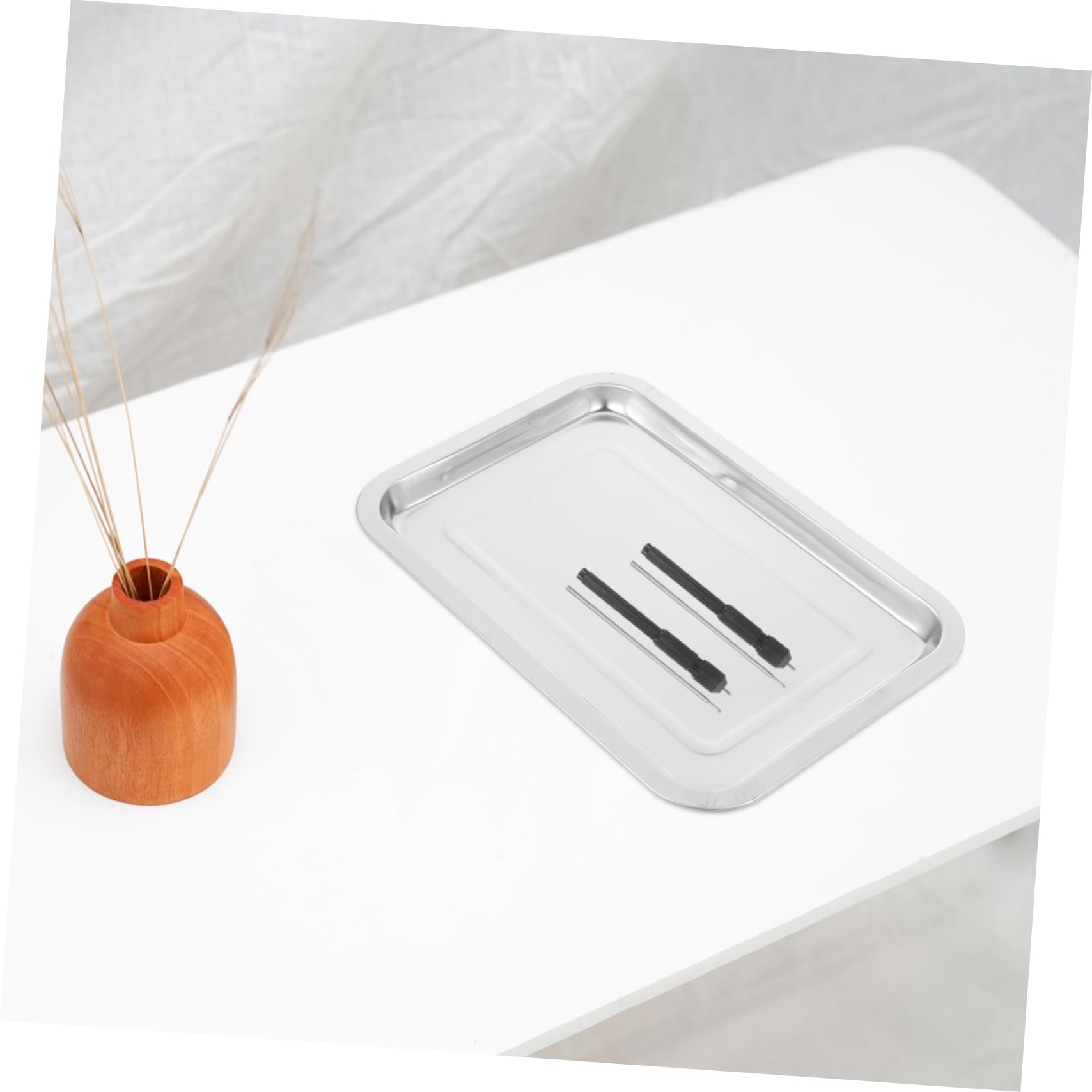BESTYASH Malette Tatouage 2 Plateaux en Acier Inoxydable, Plateau Plat Métallique Facile à Nettoyer, pour Station Portable de Tatouage Professionnelle