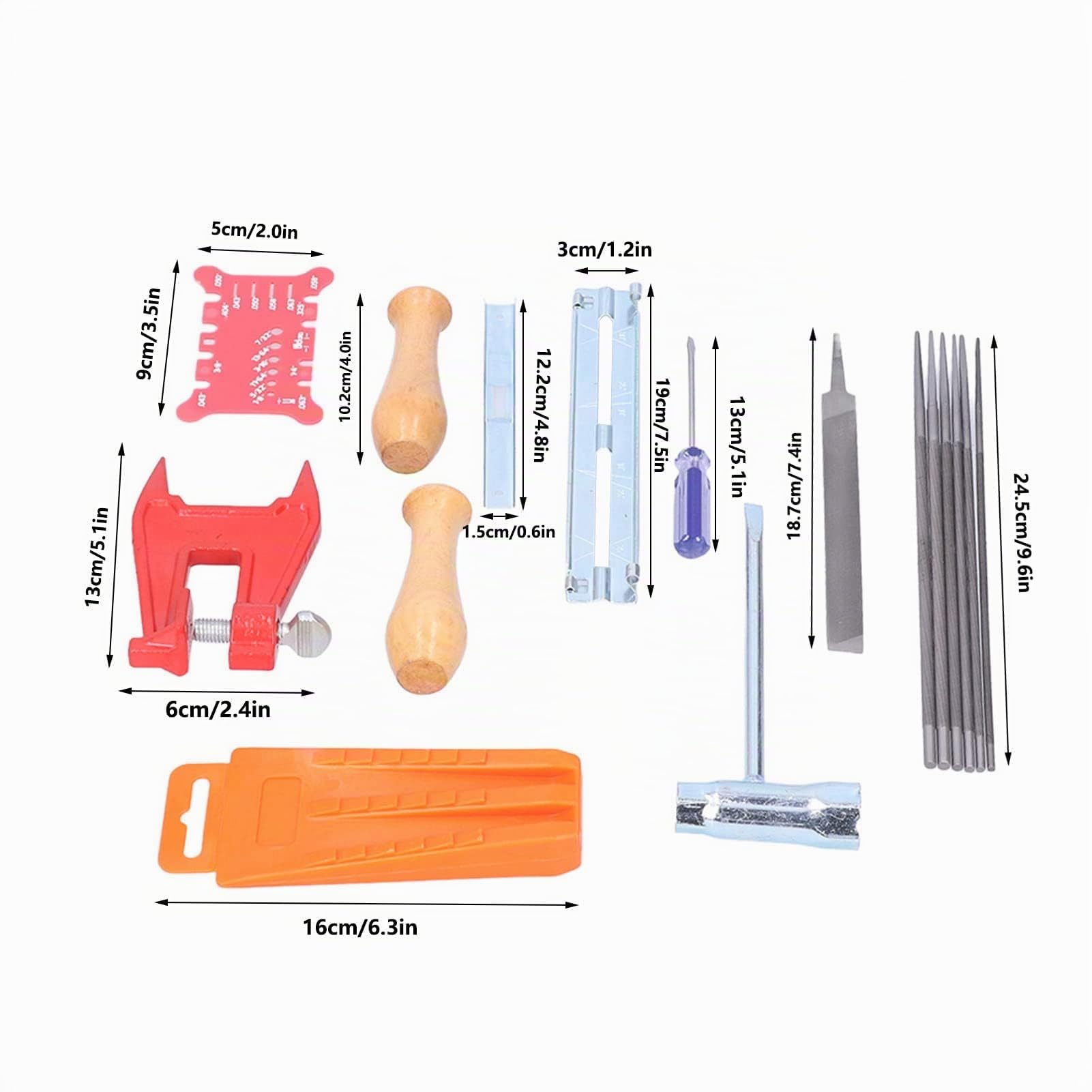 Kit per affilare la catena della motosega, affilacatena per motosega resistente da 16 pezzi per la manutenzione