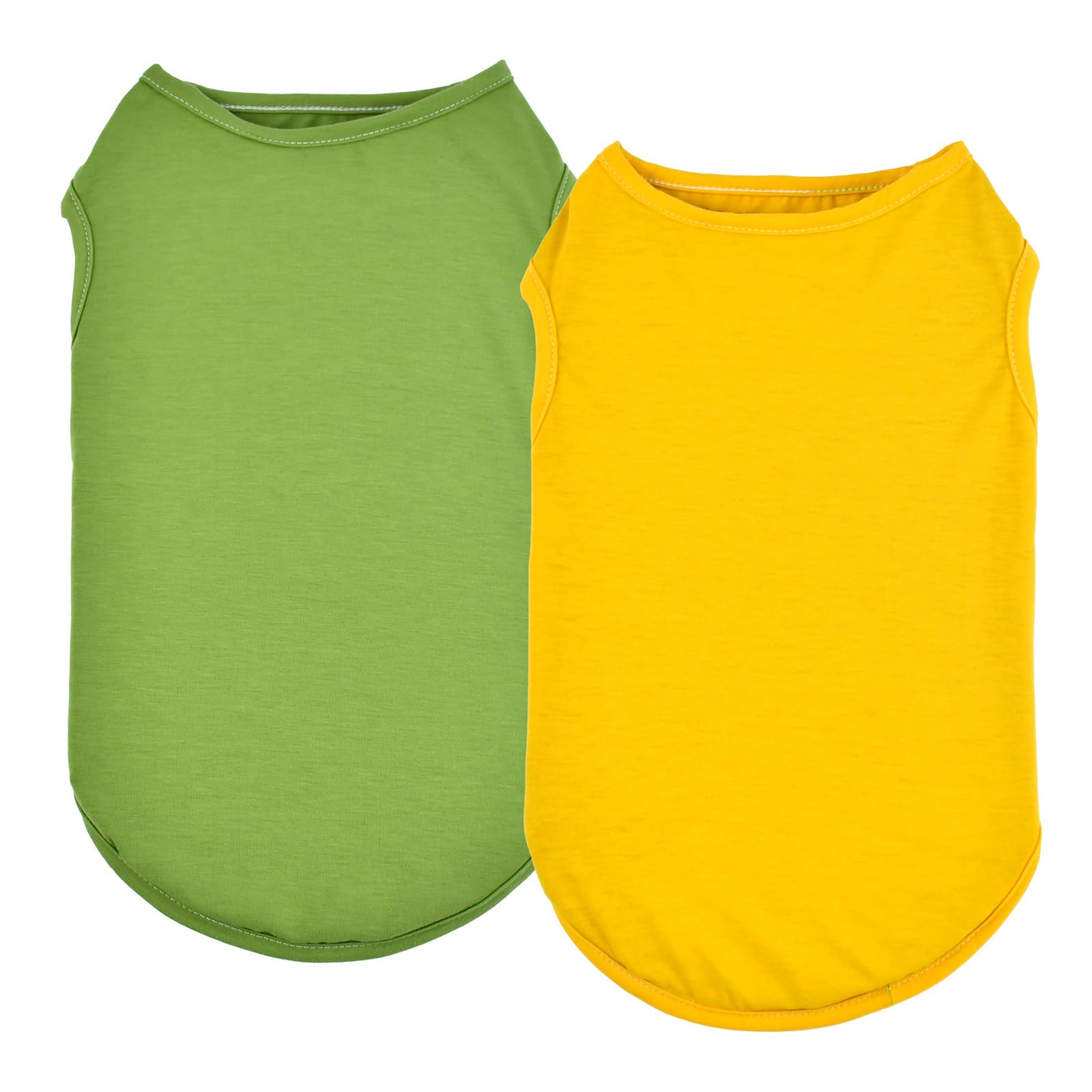 Camisetas sin mangas para perros de CooShou paquete de 2 chalecos amarillos y verdes para cachorros
