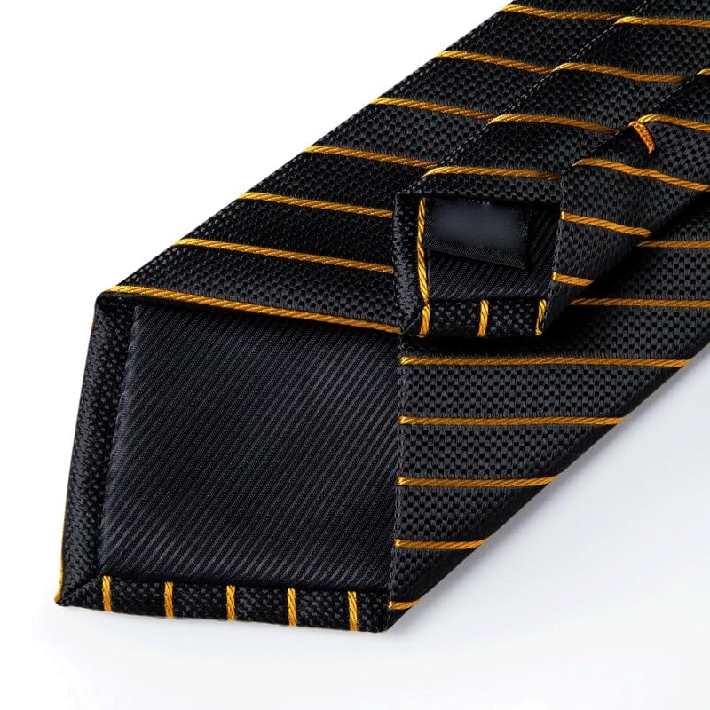 Corbata de rayas negras para hombre de seda miniatura 5