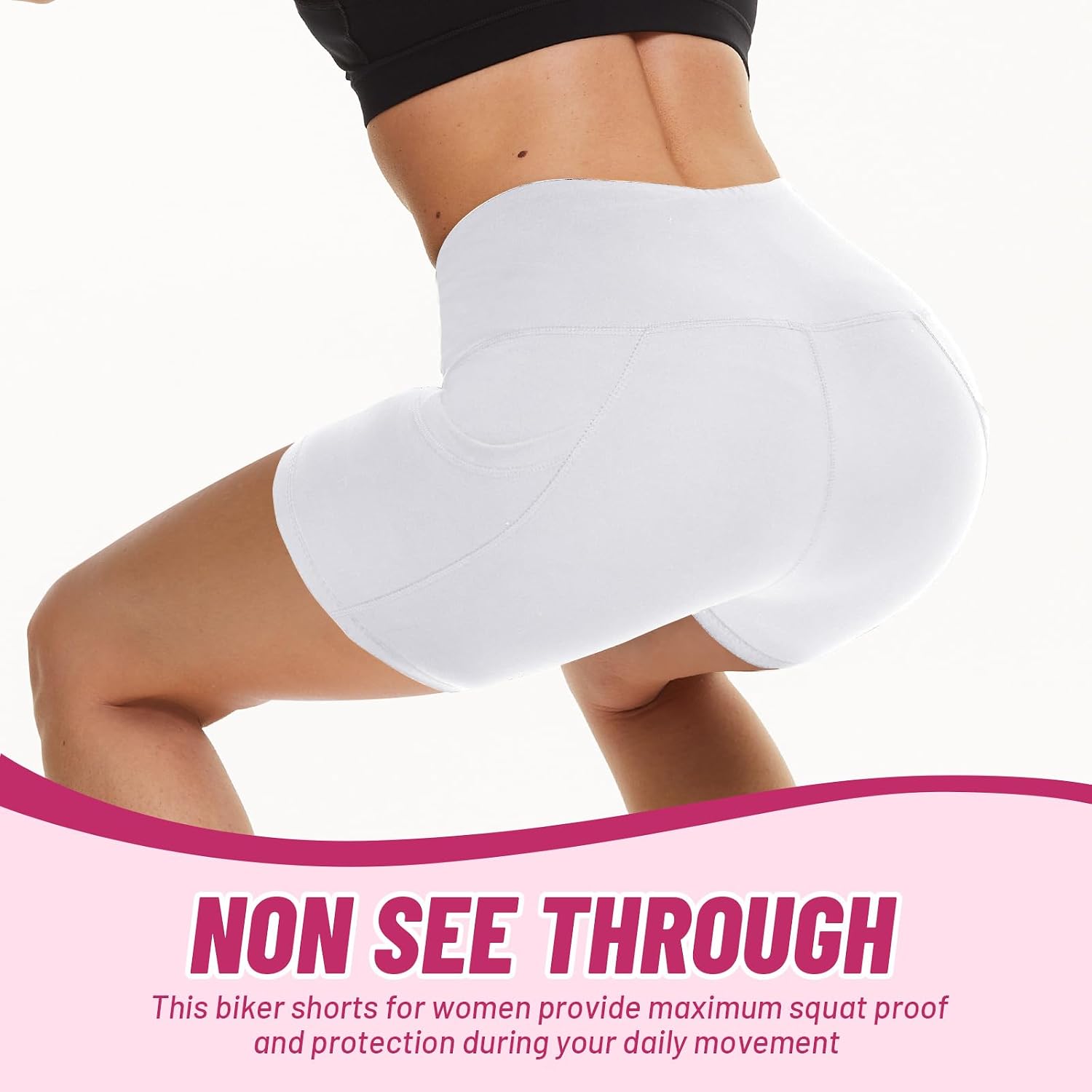 CAMPSNAIL 4 Pack Biker Shorts Women with Pockets – 5"/8" High Waist Tummy Control Workout Gym Yoga Running Compression Shorts