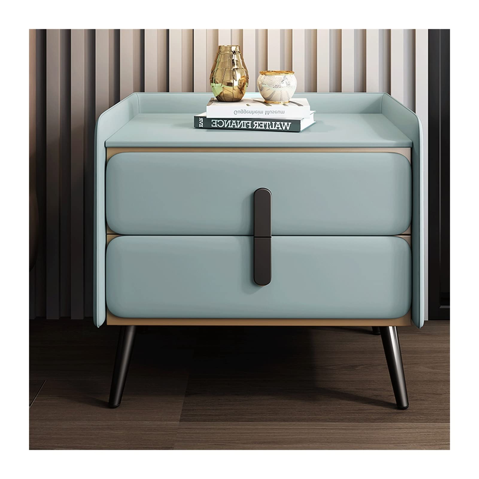BHGFYXBS Side Tables Bedroom Nordic Simple Metal Bedside Table Double Drawer Locker Bedroom Bedside Table Creative Living Room Tv Side Cabinet Bedside Tables,D2-50cm/19.7inch