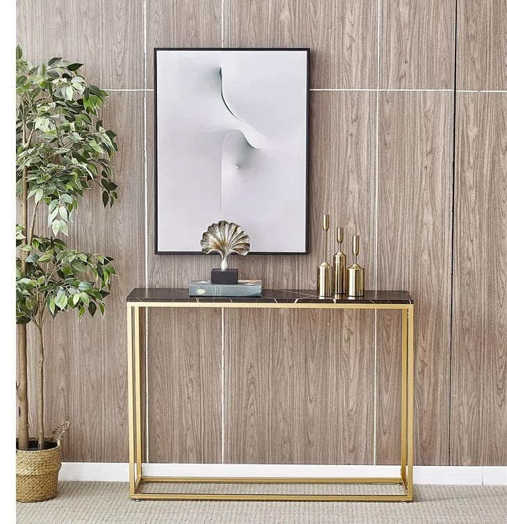 Console Tables for Entryway,Sofa Tables,Entryway Table for Living Room,Gold Entrance Table,MDF Entry Table,Foyer Tables Metal Frame,Behind Couch Table for Hallway-Gold Frame