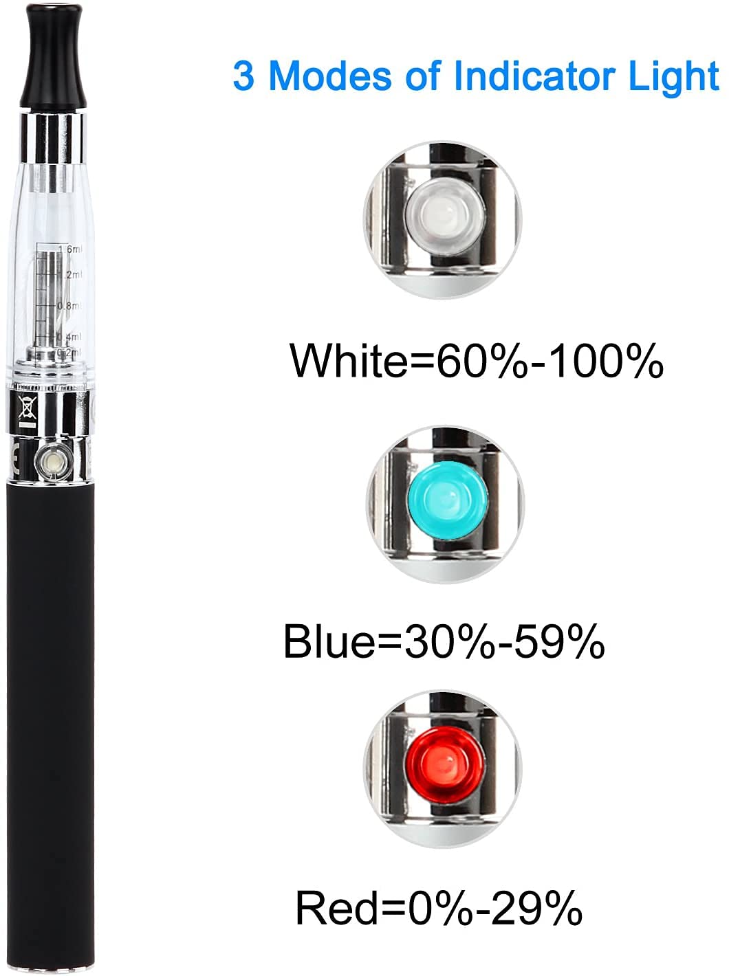 Discoball 2 Pices Cigarettes lectroniques Vape Pen Starter Kit avec  1100mAh EGO Batterie, 1.6ml CE4 Atomiseur, Cable Charge, Accrocher Corde,  Ecig Set Cadeaux Debutants, Sans Nicotine Sans Tabac : Amazon.fr: High-Tech