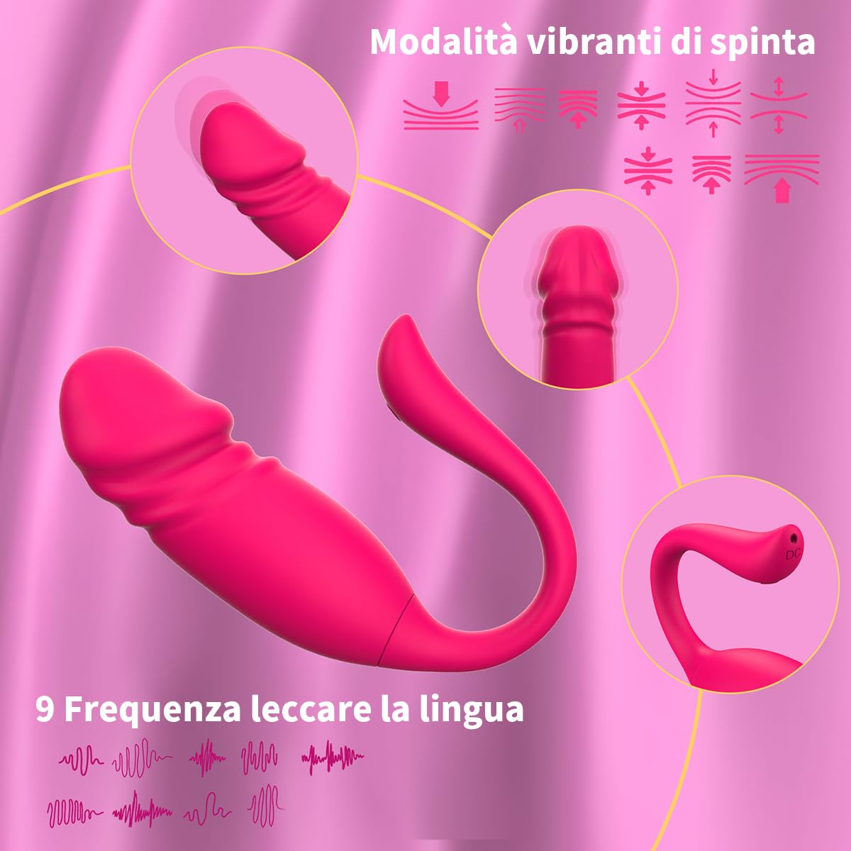 Ovetto Vibrante con App, Movimento Telescopico, 10 Modalità