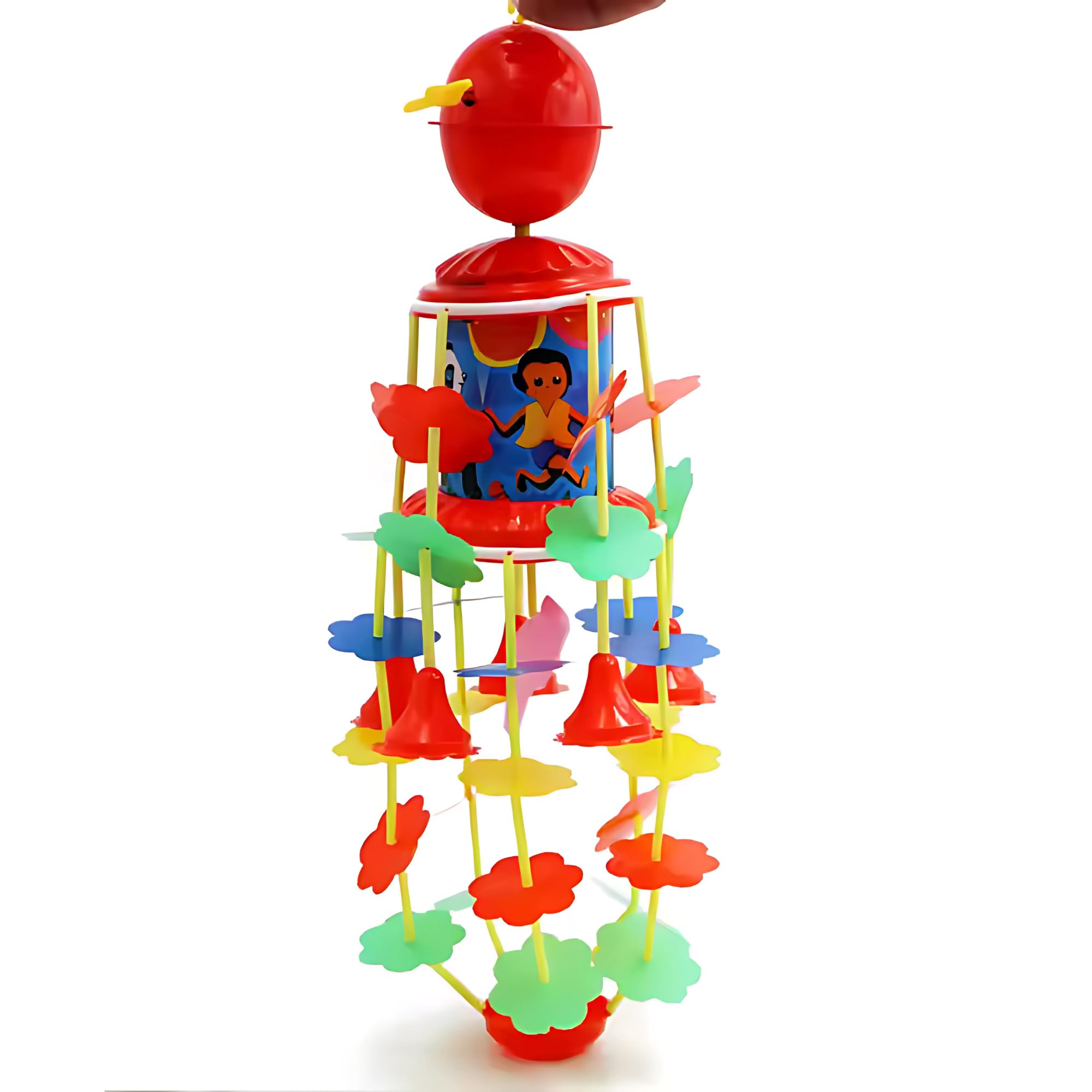 Crackles Wind Up Jhoomer Merry Go Round Rattle for New Born Baby with Soothing Sound Windup Toy| Hanging Musical Toy for Cradle Babies 0-6 Months- Multi Color-image-8