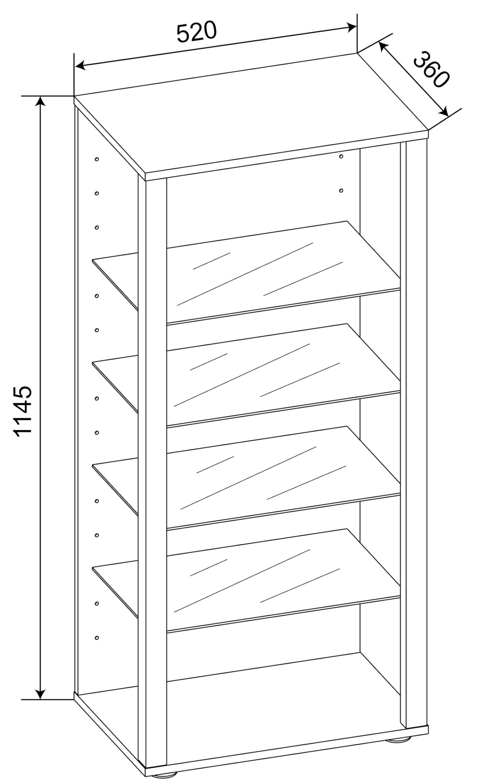 VCM Vetrina in vetro in piedi | vetrina con vetro di sicurezza ESG | Dimensioni ca. 115 x 52 x 35 cm (altezza x larghezza x profondità) | Moderno e salvaspazio | Armadio vetrina – Glasol LLL