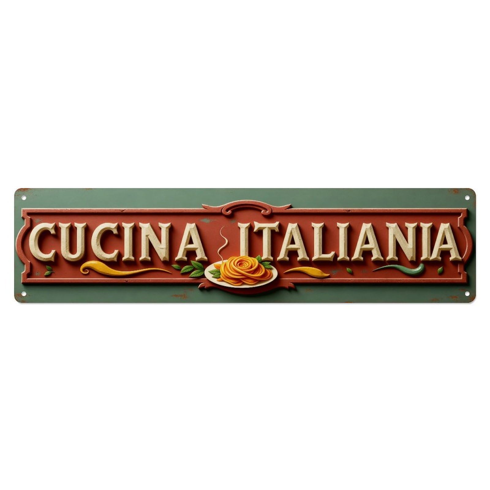 Italian Kitchen Sign Design Pattern Metal Tin Sign Plaque