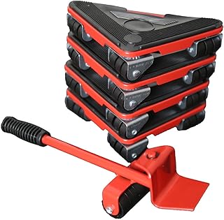LumaGrove Mover,4 Pack Teel Tri-,3 Wheel Mover's Lifter et 360° Rotation Wheels for Moving Heavy Refrigerator ofa Cabinet,Max Up 500KG(Red)