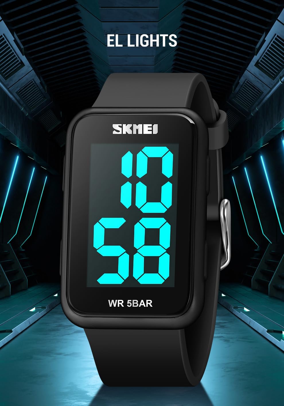 Gosasa Square Men's Women's Digital Watch Big Numbers Dial Waterproof LED Watches A Black-Black image 3 of 6 B0CGDCHNZ9