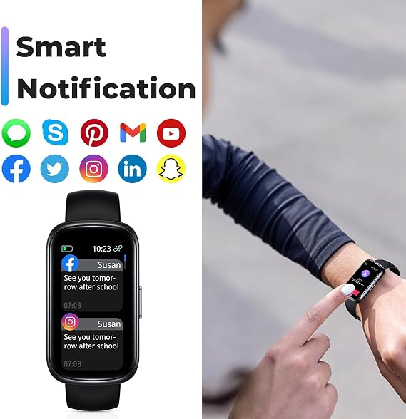 Fitness Tracker Smart Watch, 1.47 Full Touch Health Tracker with 24/7 Heart Rate & Blood Oxygen Monitor, Sleep Tracker, 3ATM Waterproof Step Tracker Activity Tracker for Women Men, Deep Black