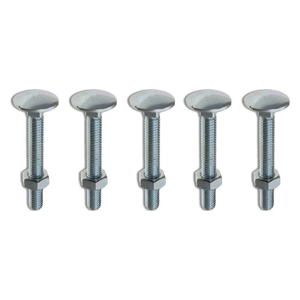 M8 x 200mm Cup Square Bolt & Hex Nut - 5 Pack