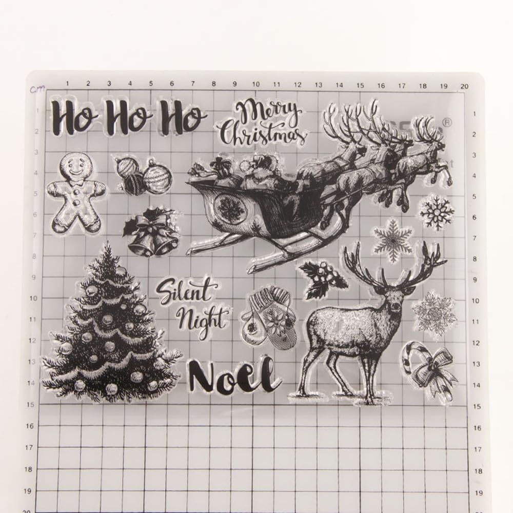 MESYGK Merry Christmas Snowflakes Santa Claus Christmas Tree Candy Snowman Bell Gloves Clear Stamps Transparent Silicone Stamp Album Cards Rubber Stamp for Card Making Decoration and DIY Scrapbooking