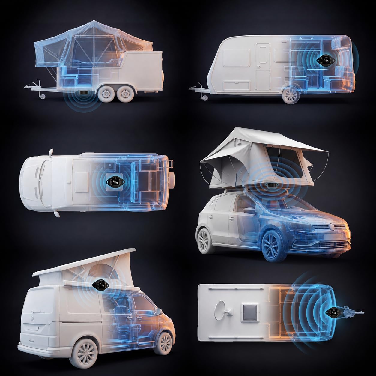 Smarter Nivelliersensor für Camper Van Wohnmobil Wohnwagen Caravan Dachzelt Anhänger Die Digitale Wasserwaage mit Keilberechnung für Auffahrkeile Hebekissen | Smarter Nivelliersensor