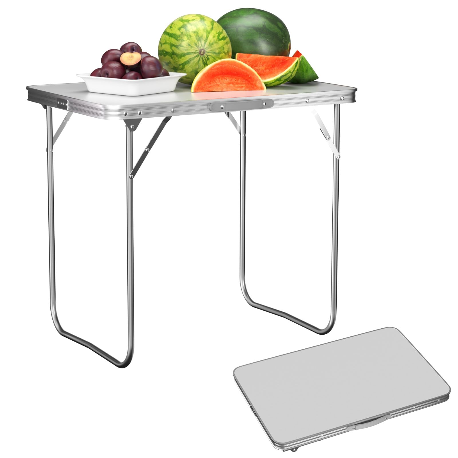 EFAN Folding Camping Table, Portable Garden Outdoor Lightweight Table, for Indoor or Outdoor use, Ideal for Picnic Party BBQ Dining Writing Study Reading Stand - White (80x60x69cm — image 1