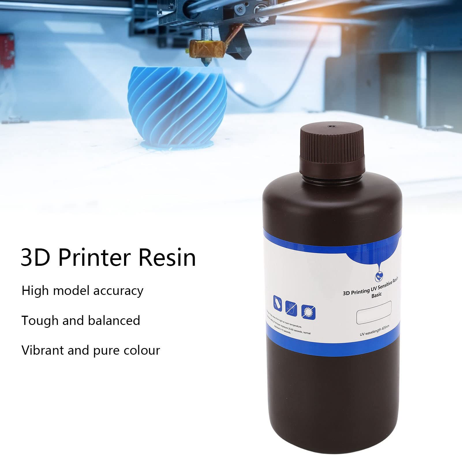 Alvinlite Resina para Impresora 3D Resina De Curado Rápido De Alta Tenacidad Fotopolímero para Impresora 3D Resina De Curado UV para Impresión LCD 3D 405 NM 2.2 LB Resina De Fotopolímero 3D(Negro)