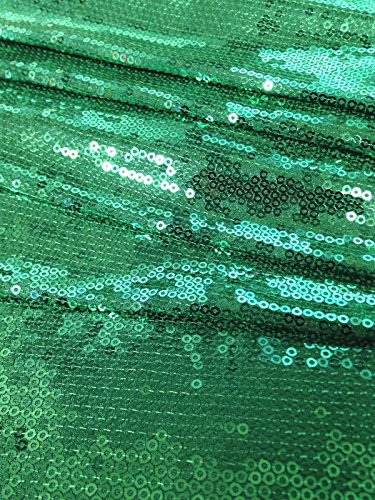 3Mm Mini Micro Shiny Sequins On Stretch Polyester Spandex Jersey Fabric By The Yard (Emerald) #TOP3