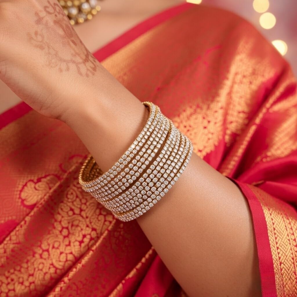 Efulgenz Crystal Indian Bangles for Women Indian Bangle Set Traditional Wedding Bridal Bracelet Jewelry for Women
