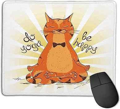 Dessin Anime Drole De Chat Faisant Du Yoga Sage Sauge Animal Humour Vie Mentale Amusant Orange Jaune Blanc Pour Ordinateur Portable Ordinateur Pc Clavier Amazon Fr Informatique